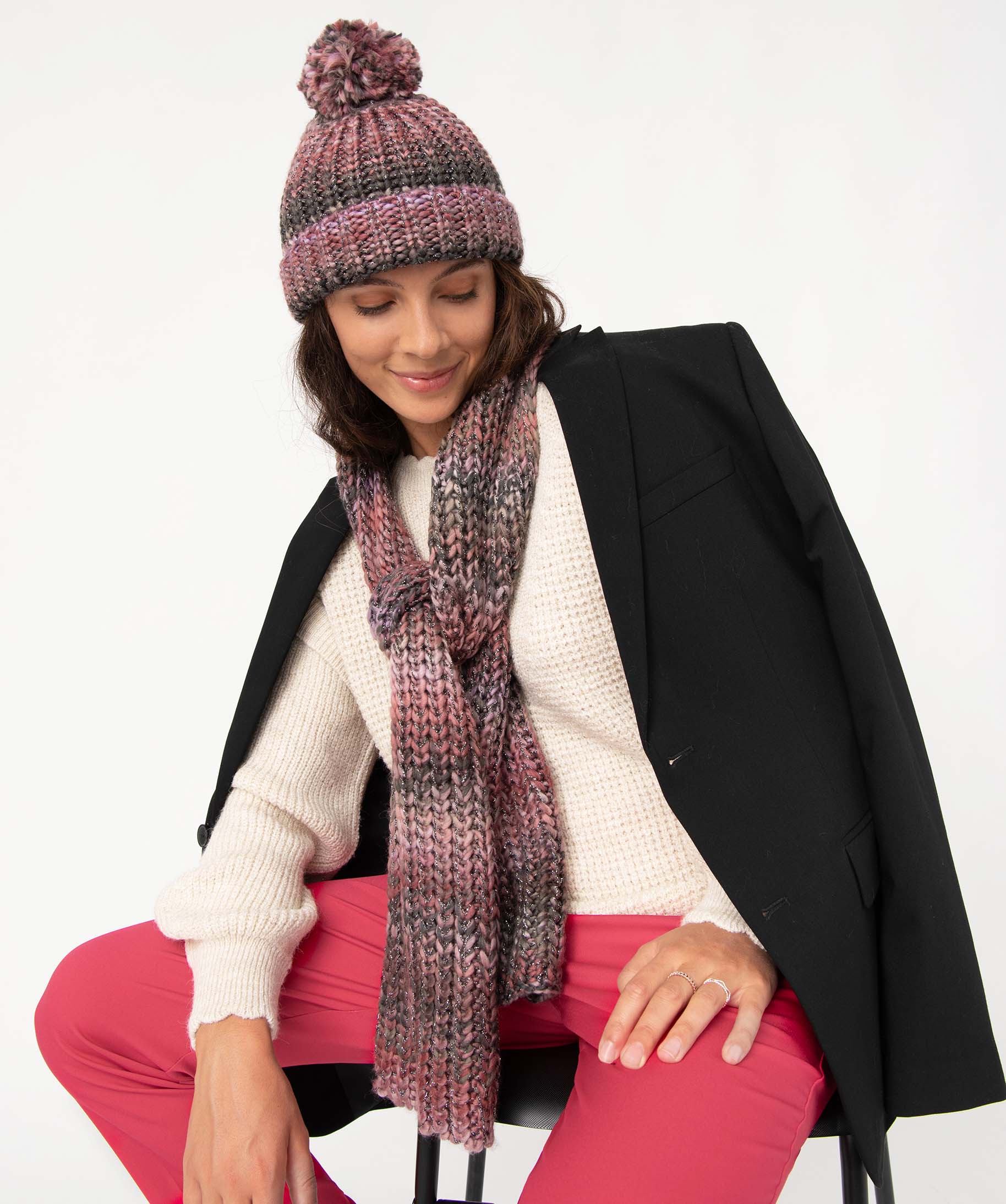 Echarpe femme en maille brillante et multicolore multicolore | GEMO