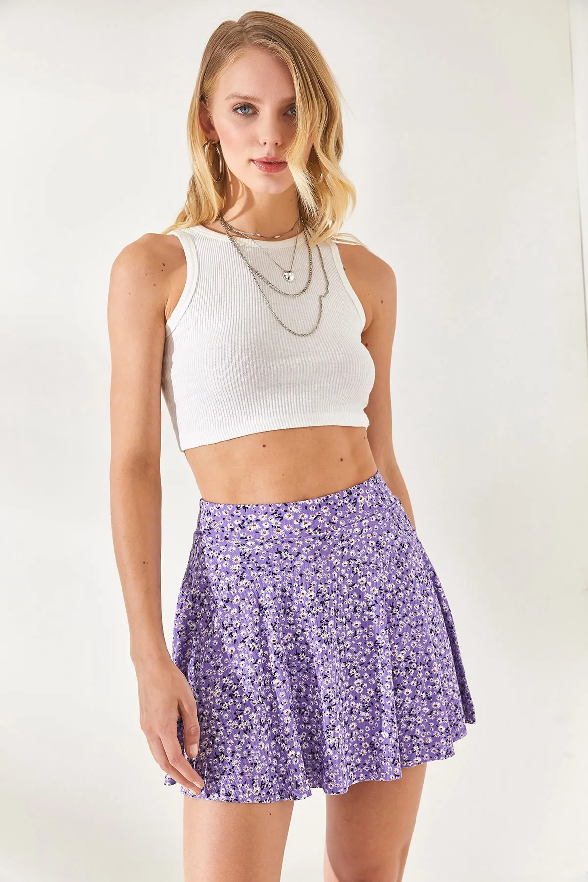 Olalook  Lilafarbener Camisole-Shorts-Rock für Damen ETK-19000170