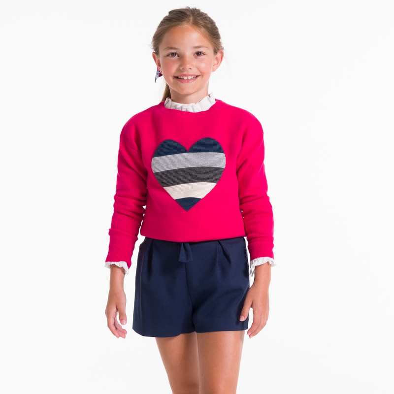 Pull motif cœur rose Fille
