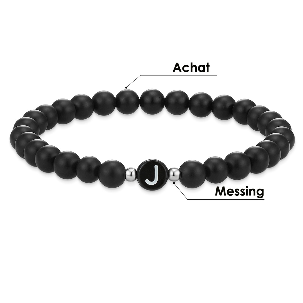 EASTSIDE Bracelet en pierres précieuses Lettres Agate en Noir Bracelet