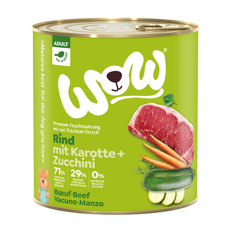 WOW Hundenassfutter WOW Adult 6x800g Rind mit Karotte