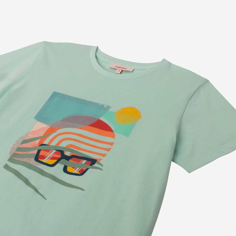 T-shirt garçon lunettes vert Catimini