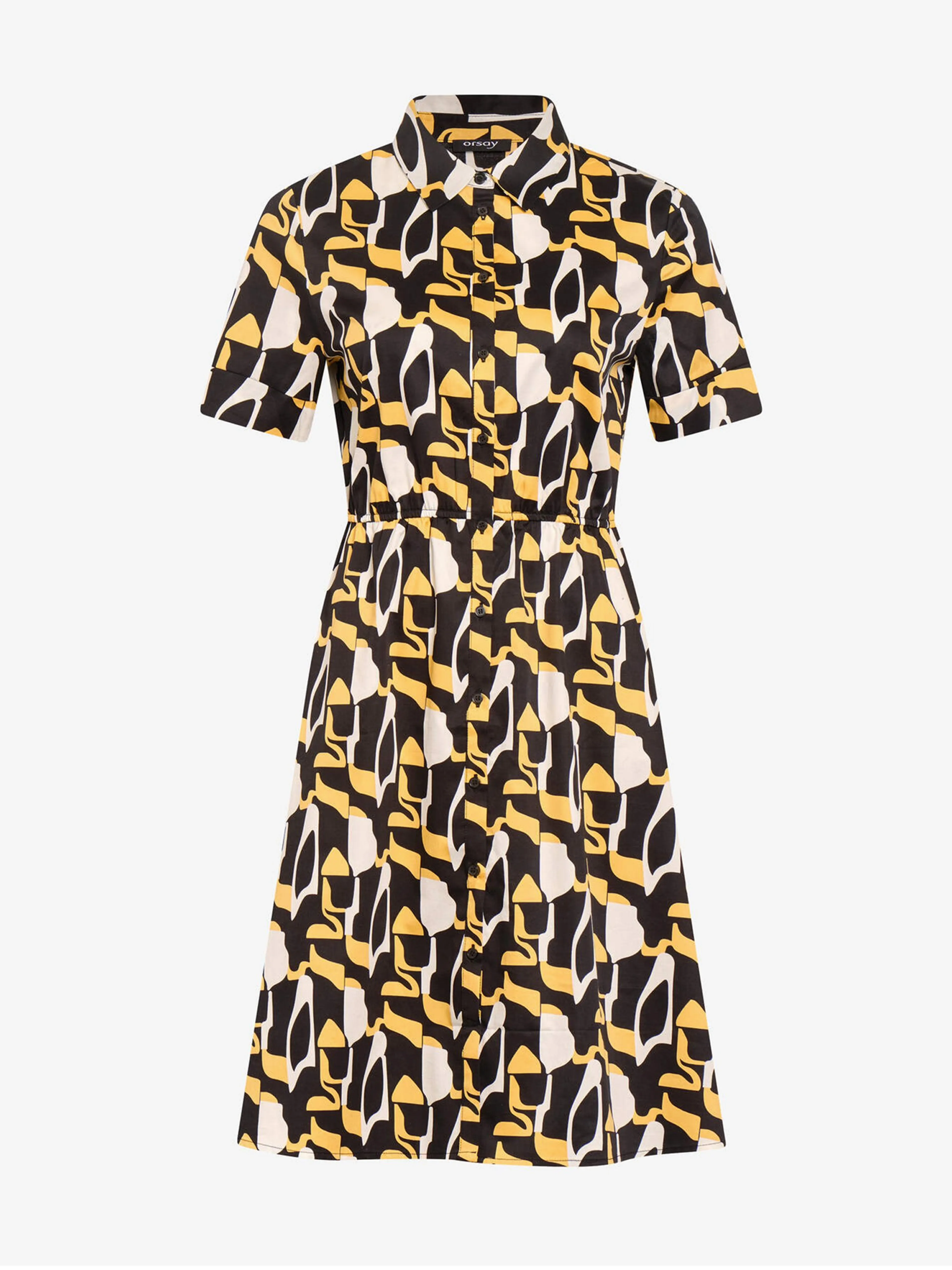 Schwarz-gelb gemustertes Hemdkleid ORSAY