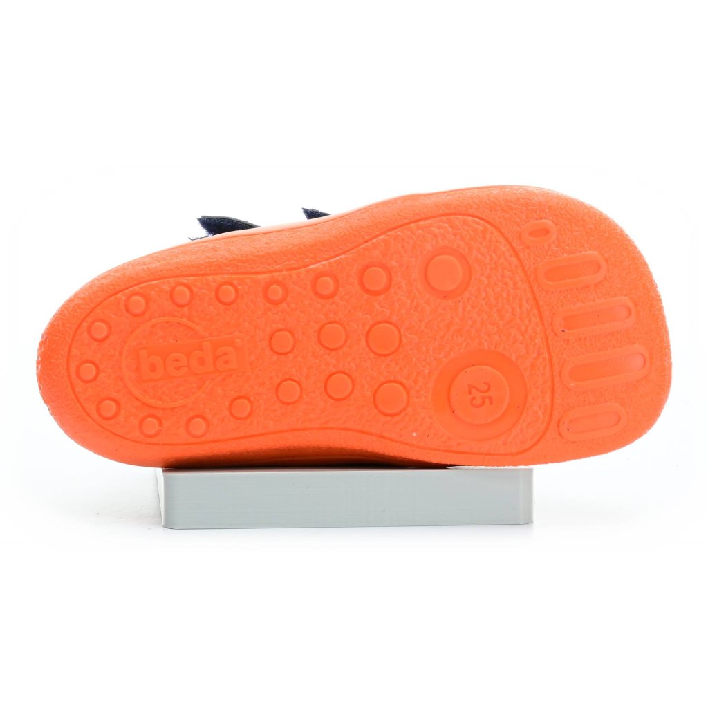 Beda Mandarine mit Membran und Hinterkappe (BF 0001/W/M/2/OP) dunkel blaue Barfuß-Stiefeletten