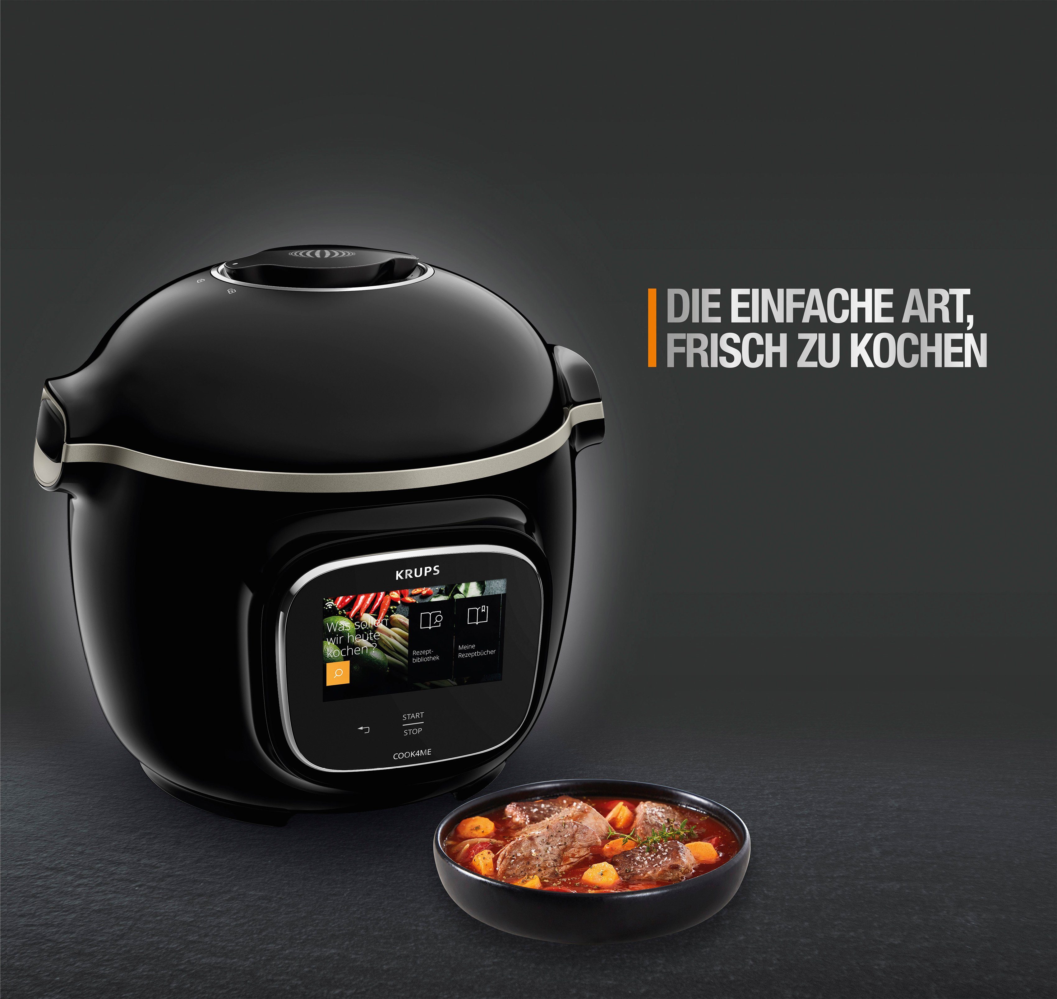 Krups Multikocher CZ9128 Cook4Me Touch, 1600 W, 6 l Schüssel, elektr. Schnellkochtopf, WLAN-fähig, 250 Rezepte, 13 Gareinstellungen