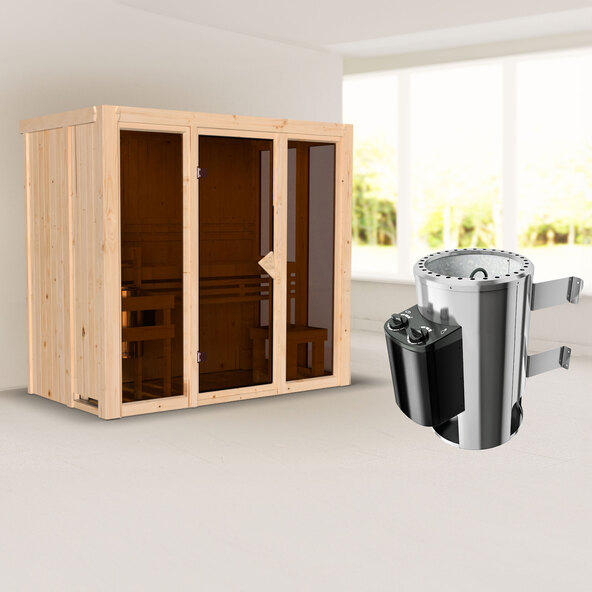Sauna Ida 2 mit Ofen, 3,6 kW, naturbelassen