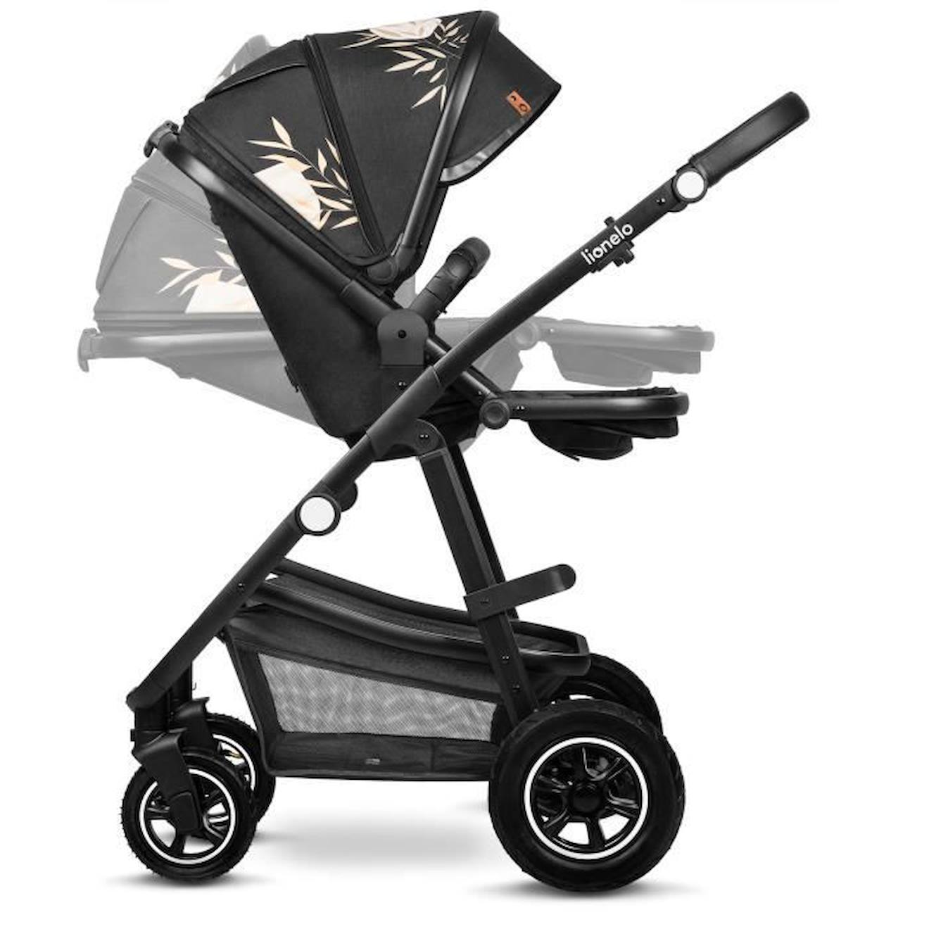 LIONELO Pack duo Poussette 2en1 bébé Amber avec nacelle sac et accessoires