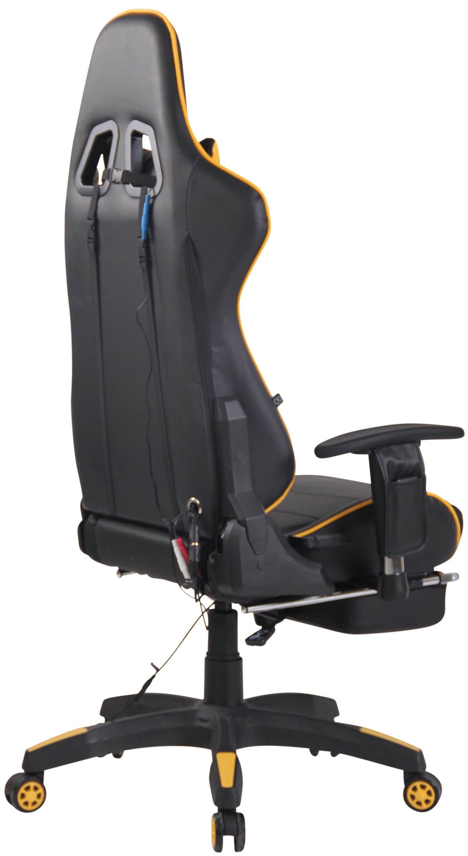 TPFLiving Gaming-Stuhl Turbine mit bequemer Rückenlehne - höhenverstellbar und 360° drehbar (Schreibtischstuhl, Drehstuhl, Gamingstuhl, Racingstuhl, Chefsessel), Gestell: Kunststoff schwarz - Sitz: Kunstleder schwarz/gelb