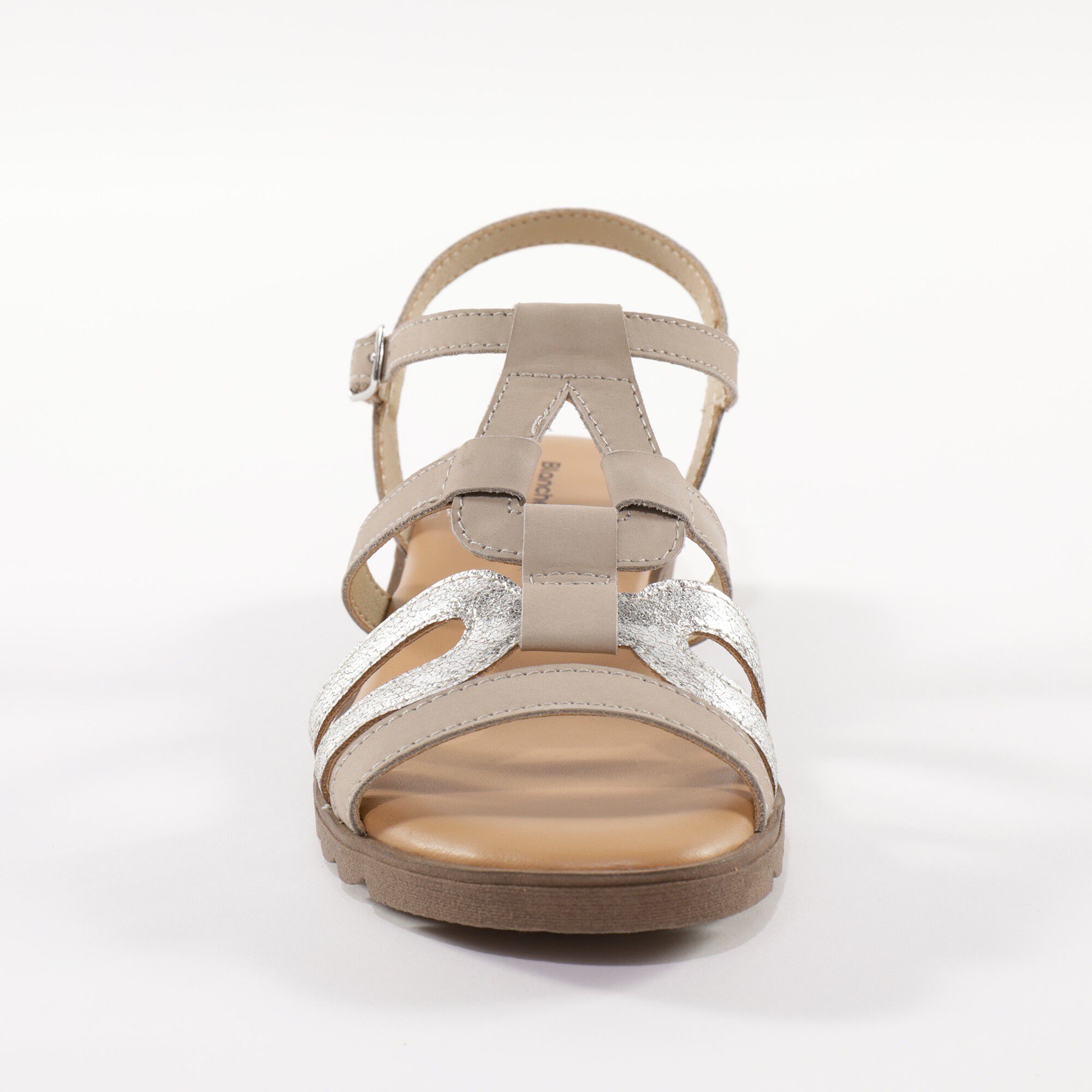 Sandales compensées cuir bi-matière