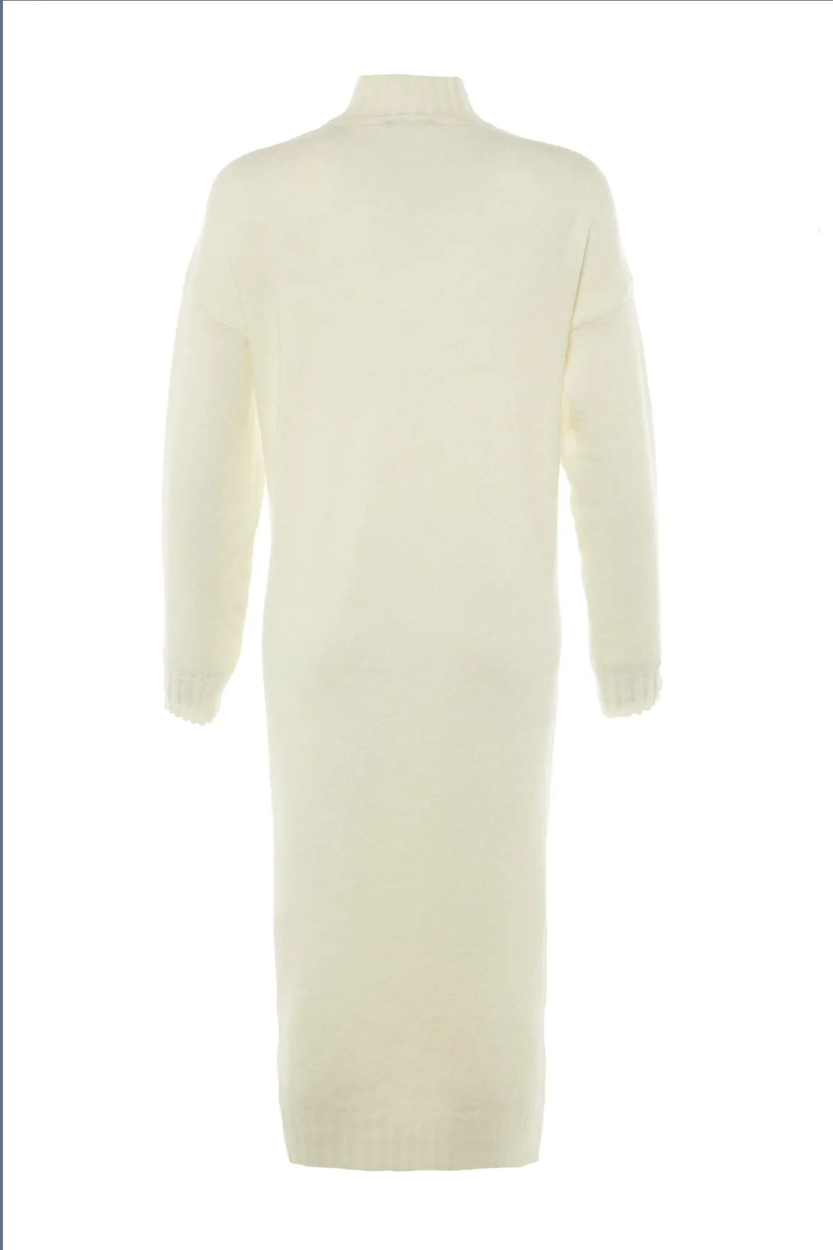 Trendyol Collection  Stone Wide Fit Midi-Strickkleid mit weicher Struktur und hohem Kragen TWOAW23EL0005