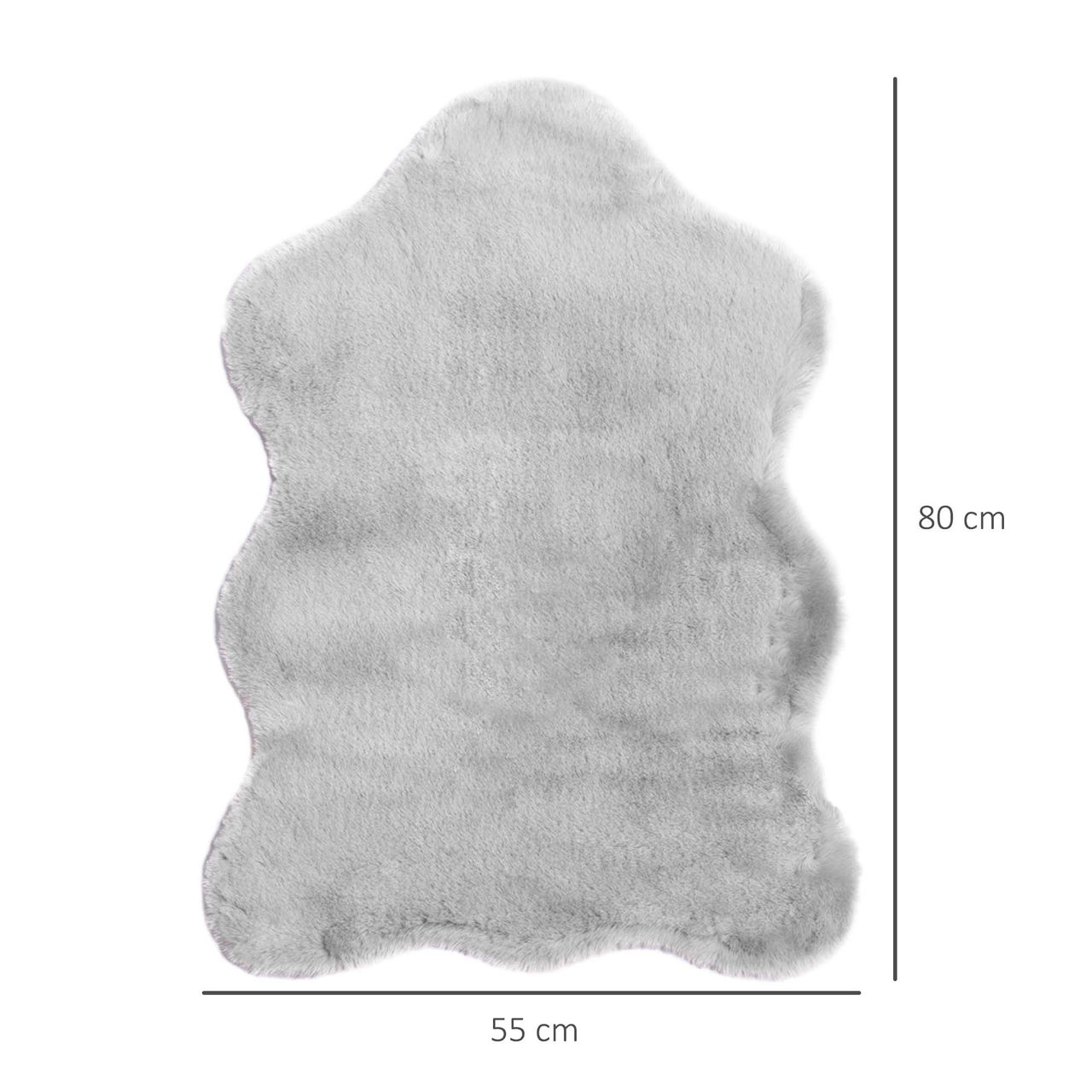 HOMCOM Kunstfell Hochflor Grau 80 x 55 x 3 cm
