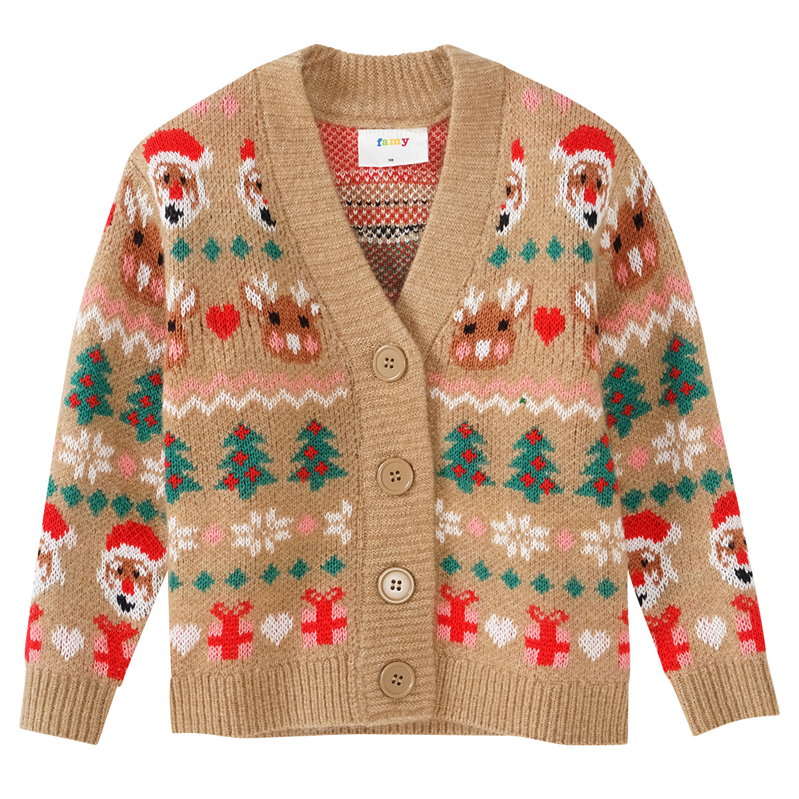 Mädchen Weihnachtsstrickjacke gemustert