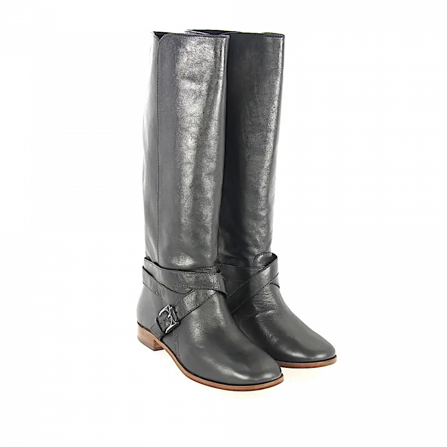 Marc Jacobs - Stiefel 684220 Glattleder Metallisch Zierschnalle grau - grau
