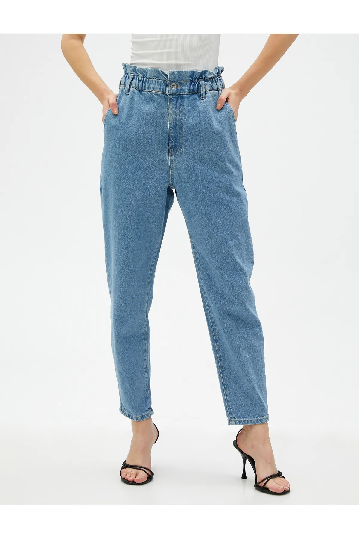 Koton  Jeans mit elastischem Bund, entspannter Schnitt, hohe Taille – Baggy-Jeans