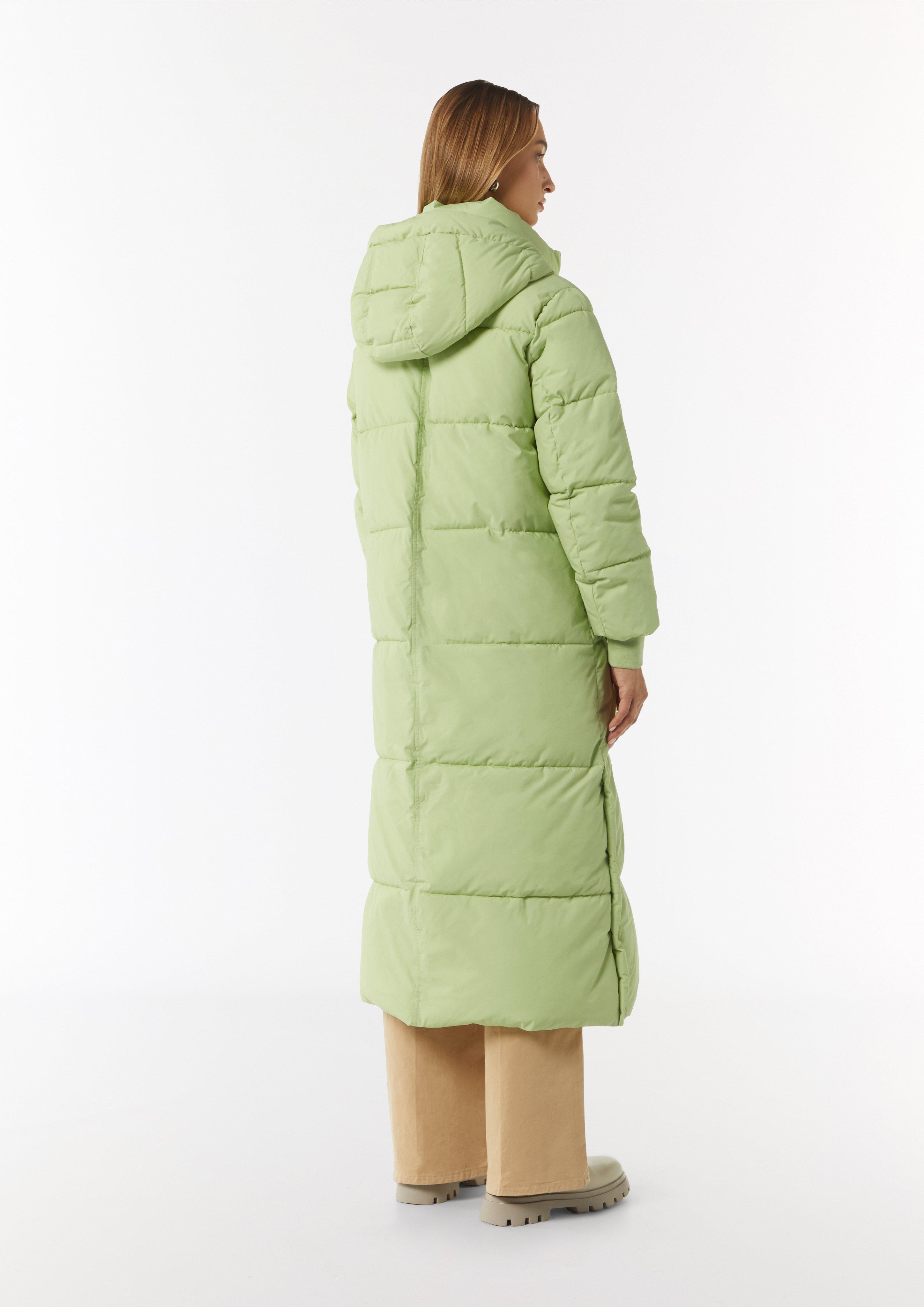 Puffer-Mantel mit Druckknöpfen am Saum - kiwigrün