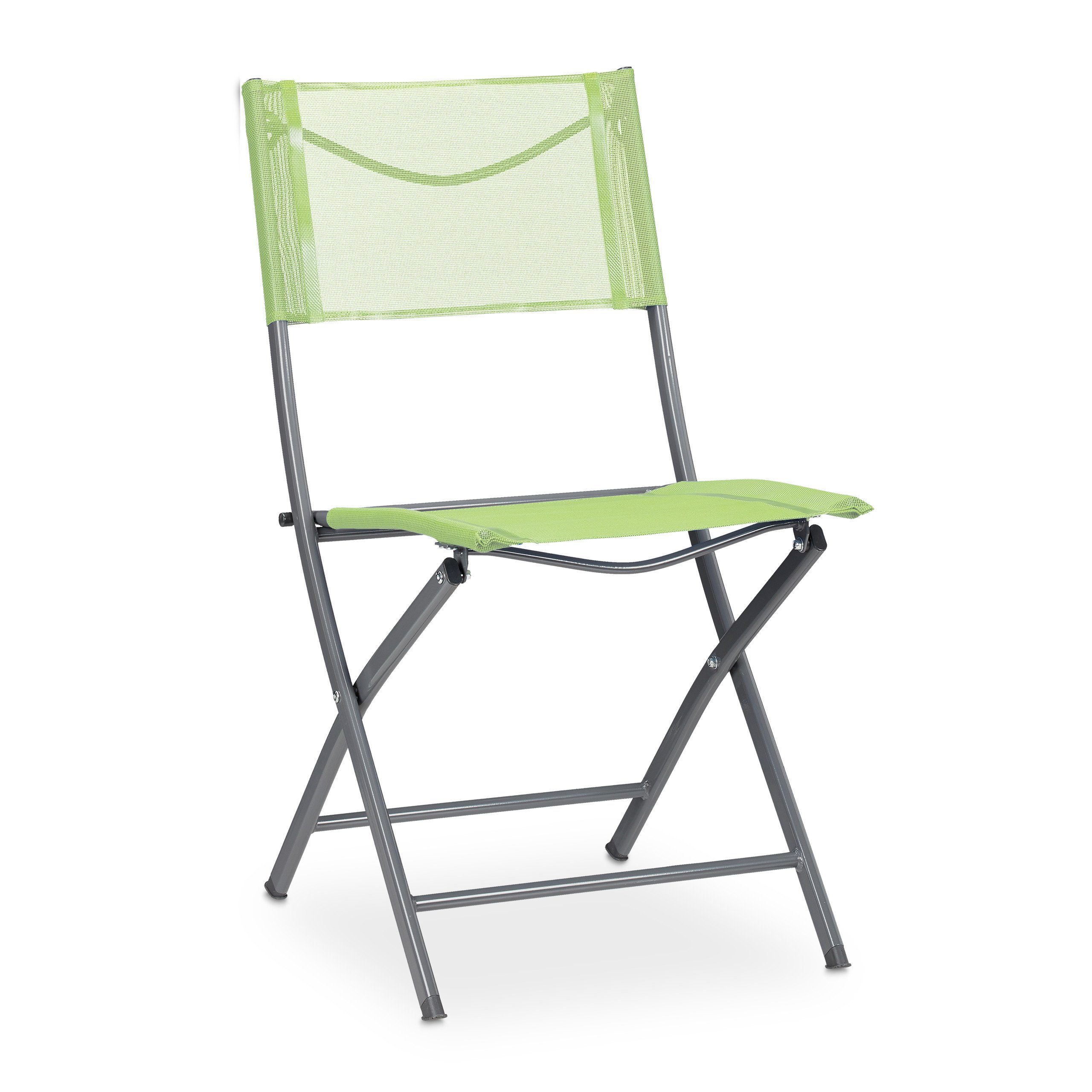 relaxdays Klappstuhl Klappbarer Gartenstuhl 2er Set grün
