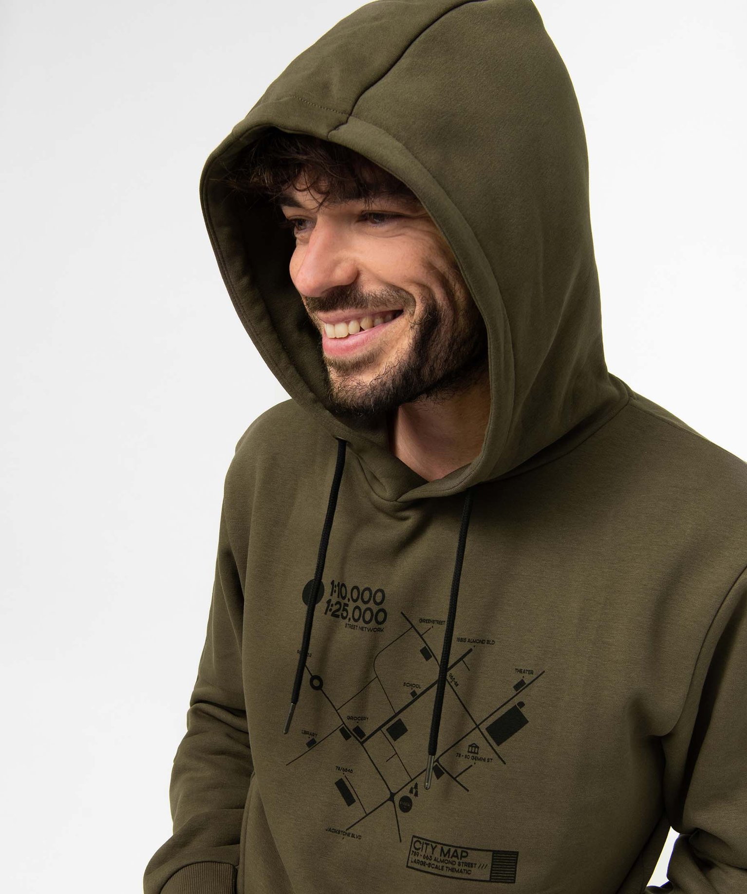 Sweat homme à capuche doux et chaud kaki | GEMO
