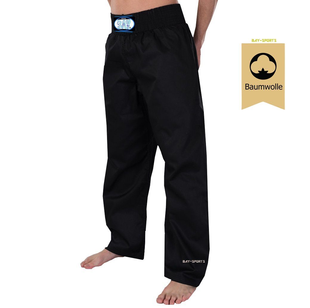 BAY-Sports Karateanzug Kampfsporthose ISRAEL Krav Maga Karate SV Hose Karatehose Kickboxhose, 100 % Baumwolle, 8 Unzen, schwarz