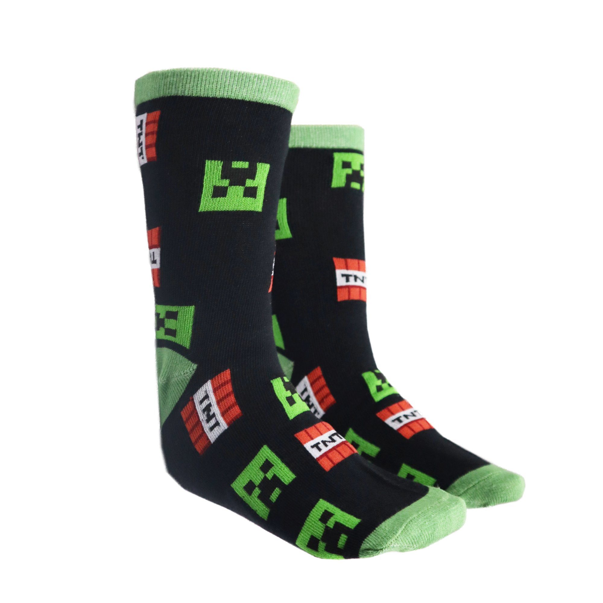Minecraft Langsocken Minecraft Creeper TNT Kinder Jungen lange Socken 6er Pack Gr. 27 bis 38