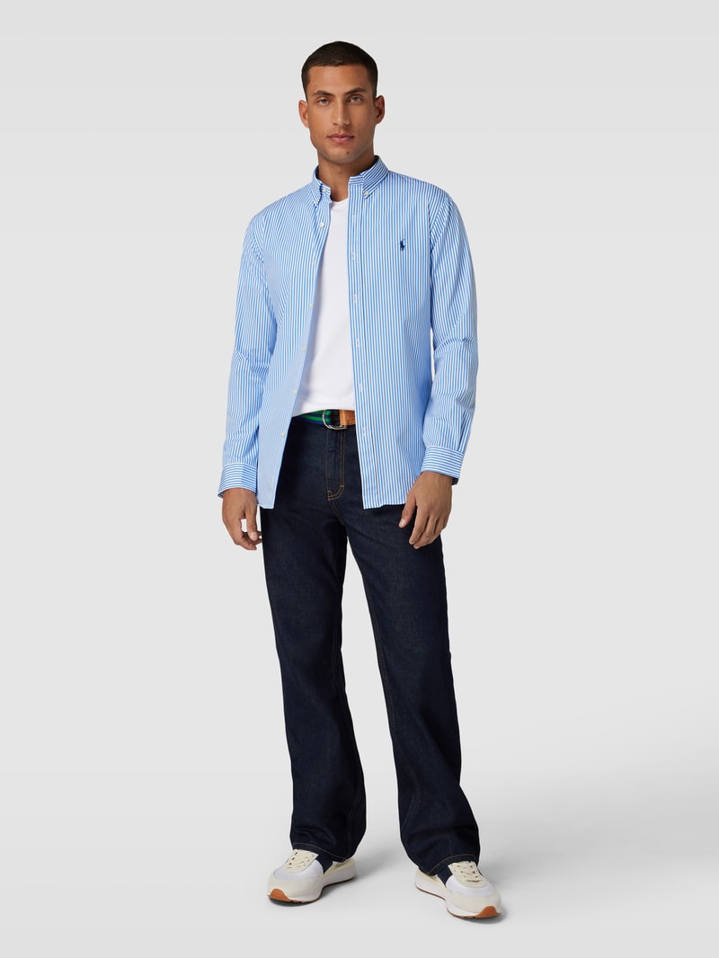 Slim Fit Freizeithemd mit Button-Down-Kragen in hellblau