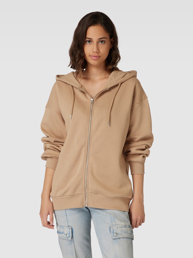 Oversized Sweatjacke mit Kapuze in sand