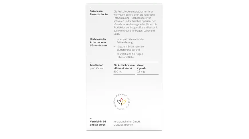 BAKANASAN Bio Artischocke Kapseln 37.6 g