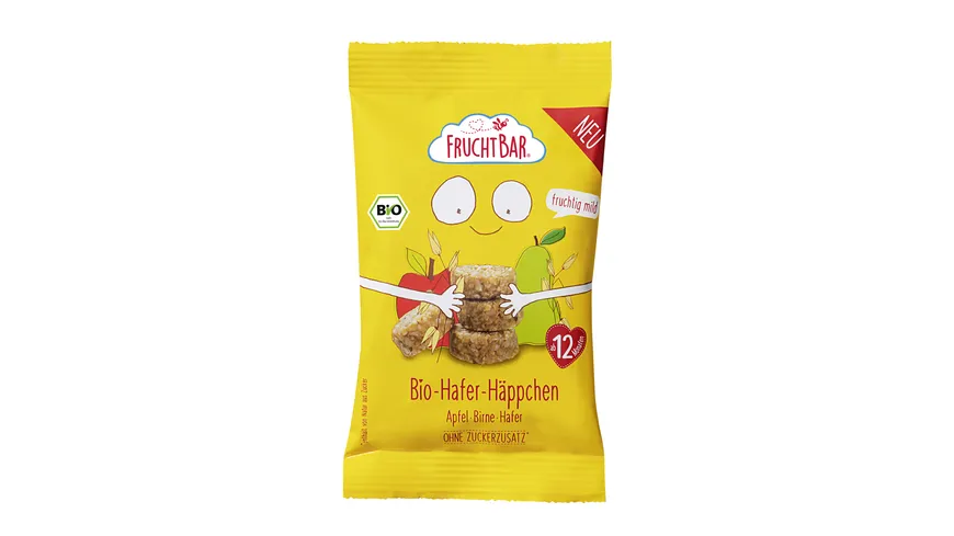 FruchtBar – Bio-Hafer-Häppchen Apfel, Birne, Hafer 40 g
