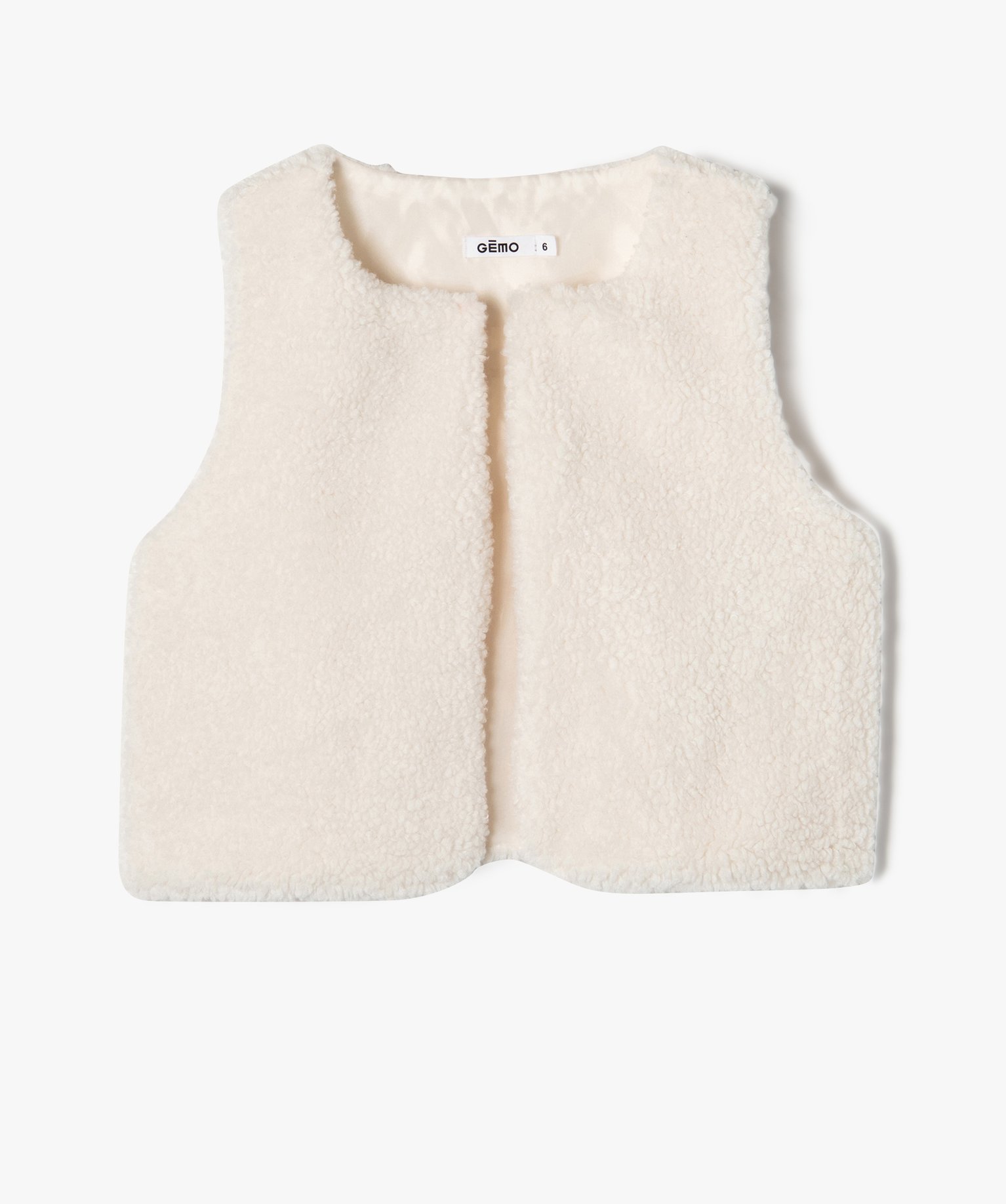 Gilet sans manches en maille peluche fille beige | GEMO