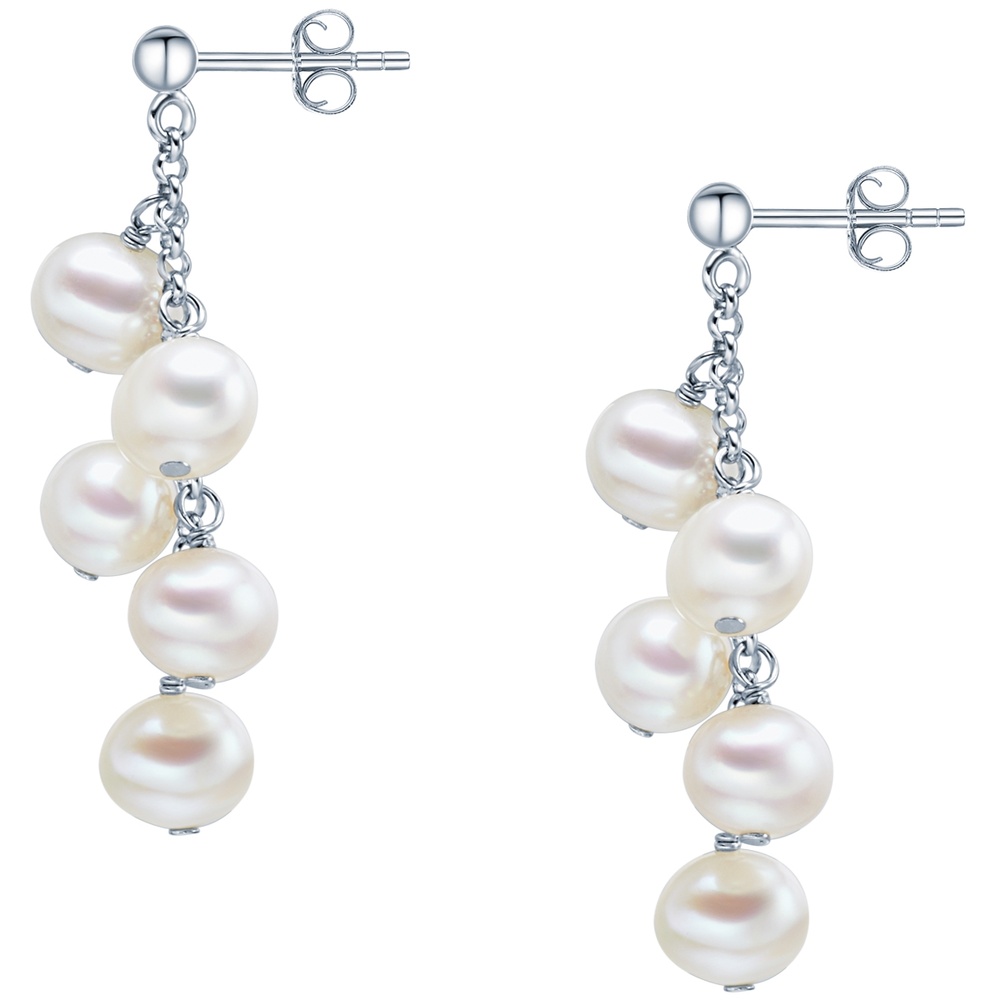 Valero Pearls Puce d'oreille en perle Argent sterling Perle de culture d'eau douce en Argent Boucles d'oreilles