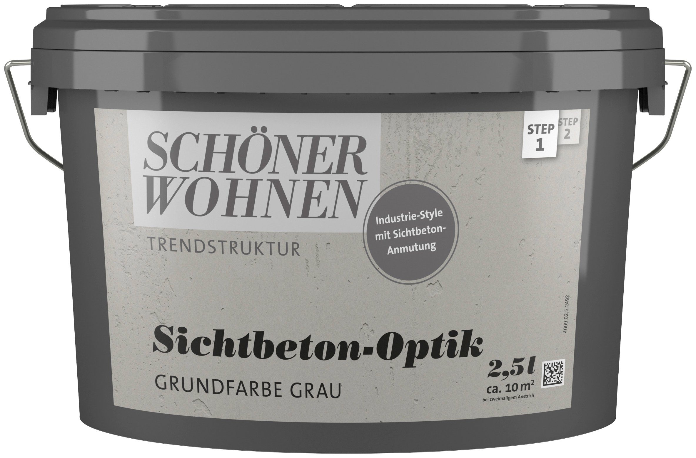 SCHÖNER WOHNEN FARBE Grundierfarbe TRENDSTRUKTUR Sichtbeton-Optik Grundfarbe, 2,5 Liter, grau, Grundierfarbe für Sichtbeton-Optik