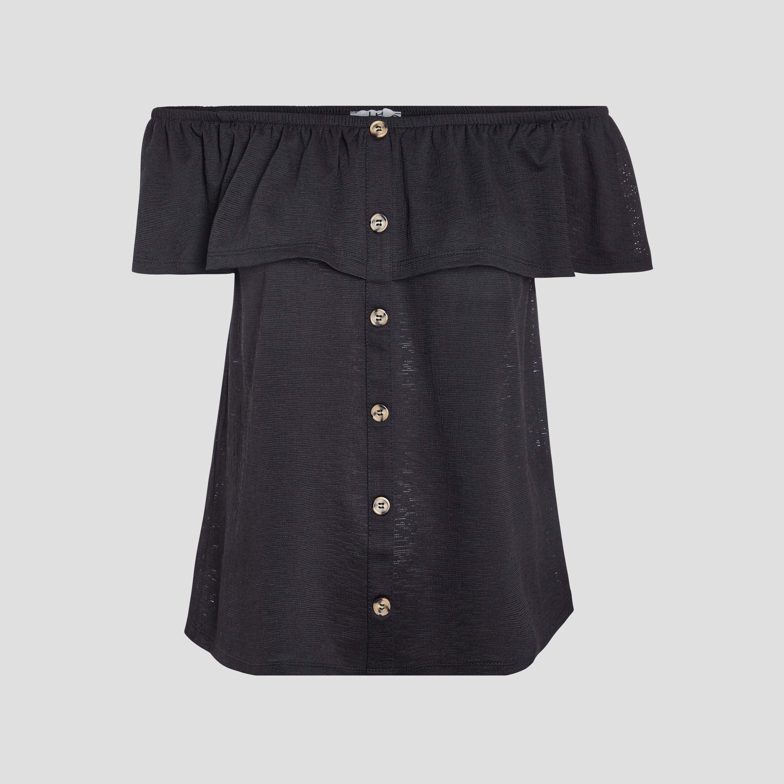 T-shirt col bardot manches courtes noir femme | La Halle