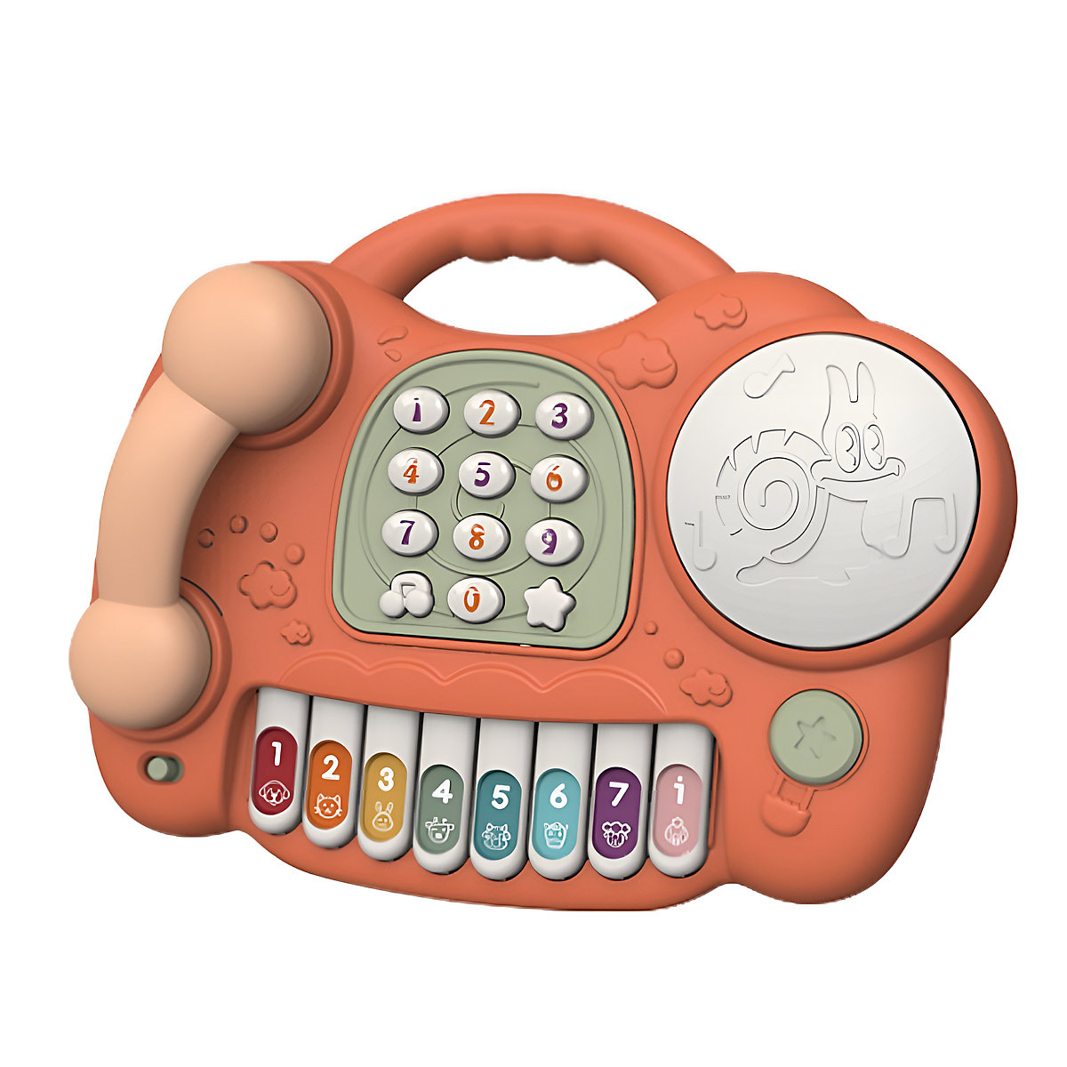 Frühpädagogische Maschine Klaviertelefon, Licht- und Soundeffekte, elektronisches Handtrommel-Keyboard