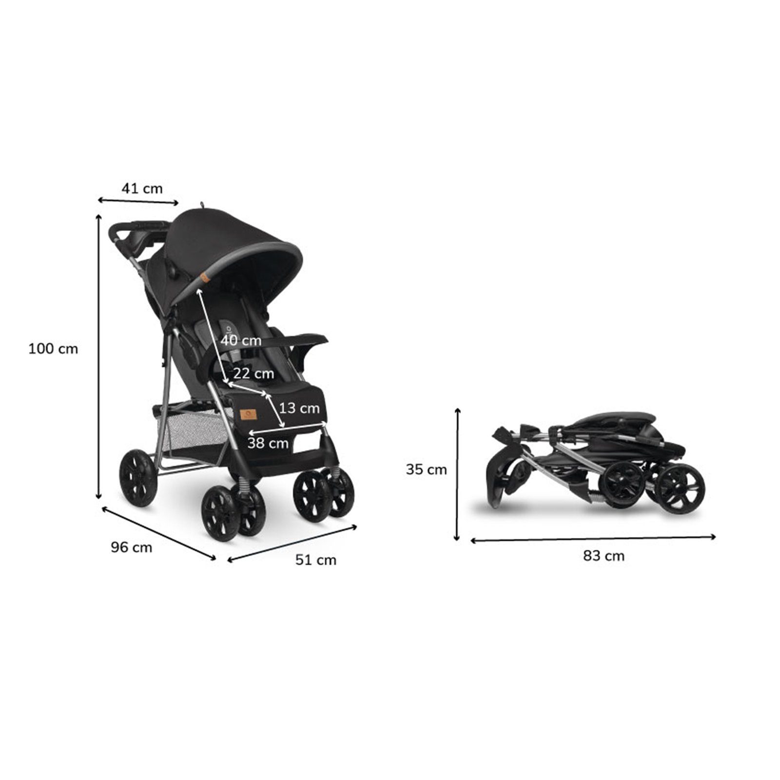 lionelo Kinder-Buggy Emma, Tasche Leicht SGS i EN Bis 15kg