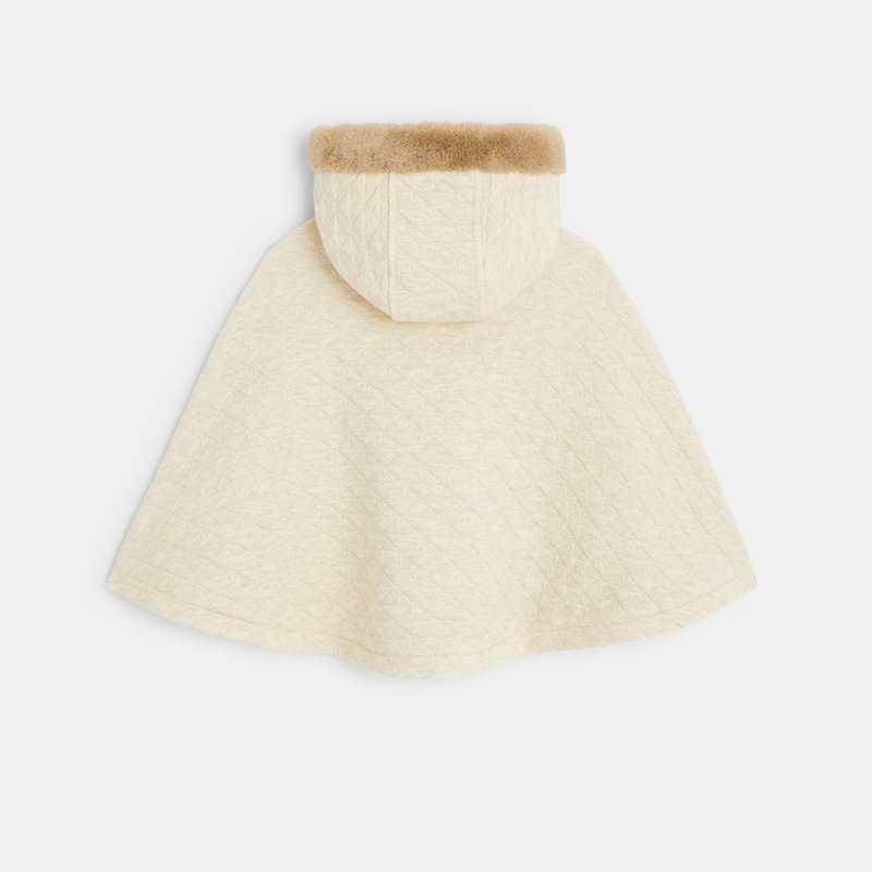 Manteau cape à capuche fourré beige bébé fille