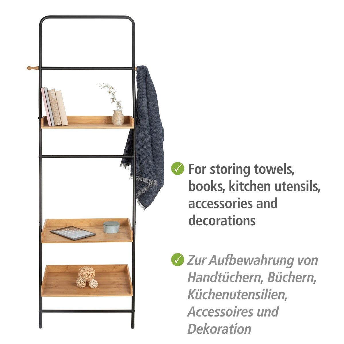 WENKO Leiterregal Loft, Badezimmerregal aus Bambus