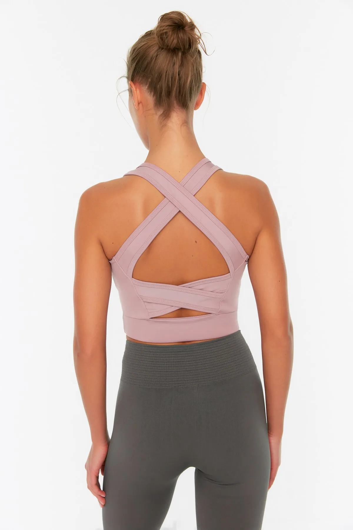 Trendyol Collection  Dried Rose Unterstützter/formender Rücken, detaillierter gestrickter Sport-BH mit quadratischem Kragen TWOSS22SS0040