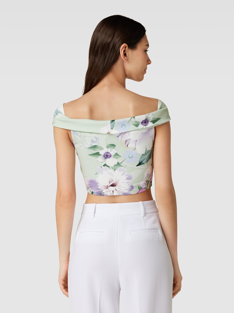 Cropped T-Shirt mit V-Ausschnitt in mint