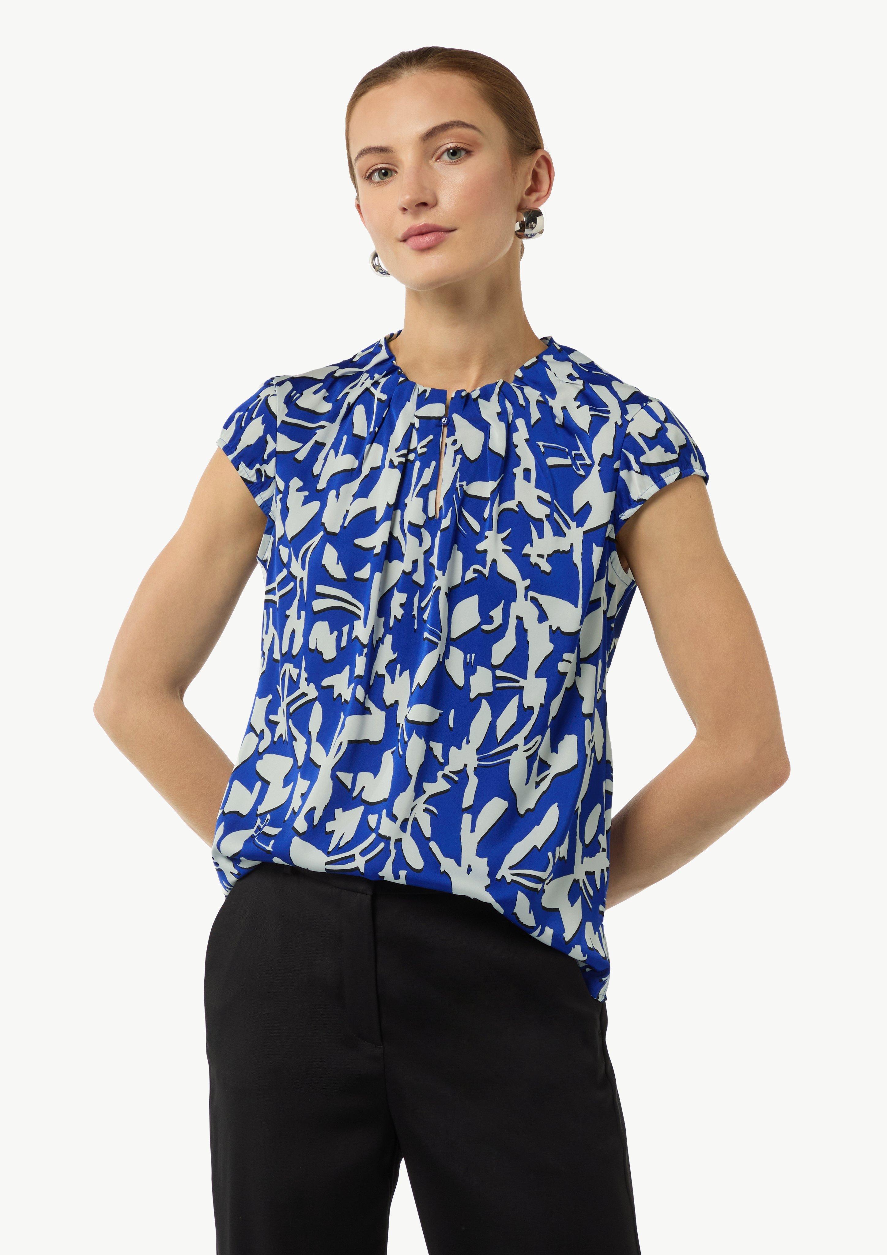 Bluse aus Satin - ozeanblau