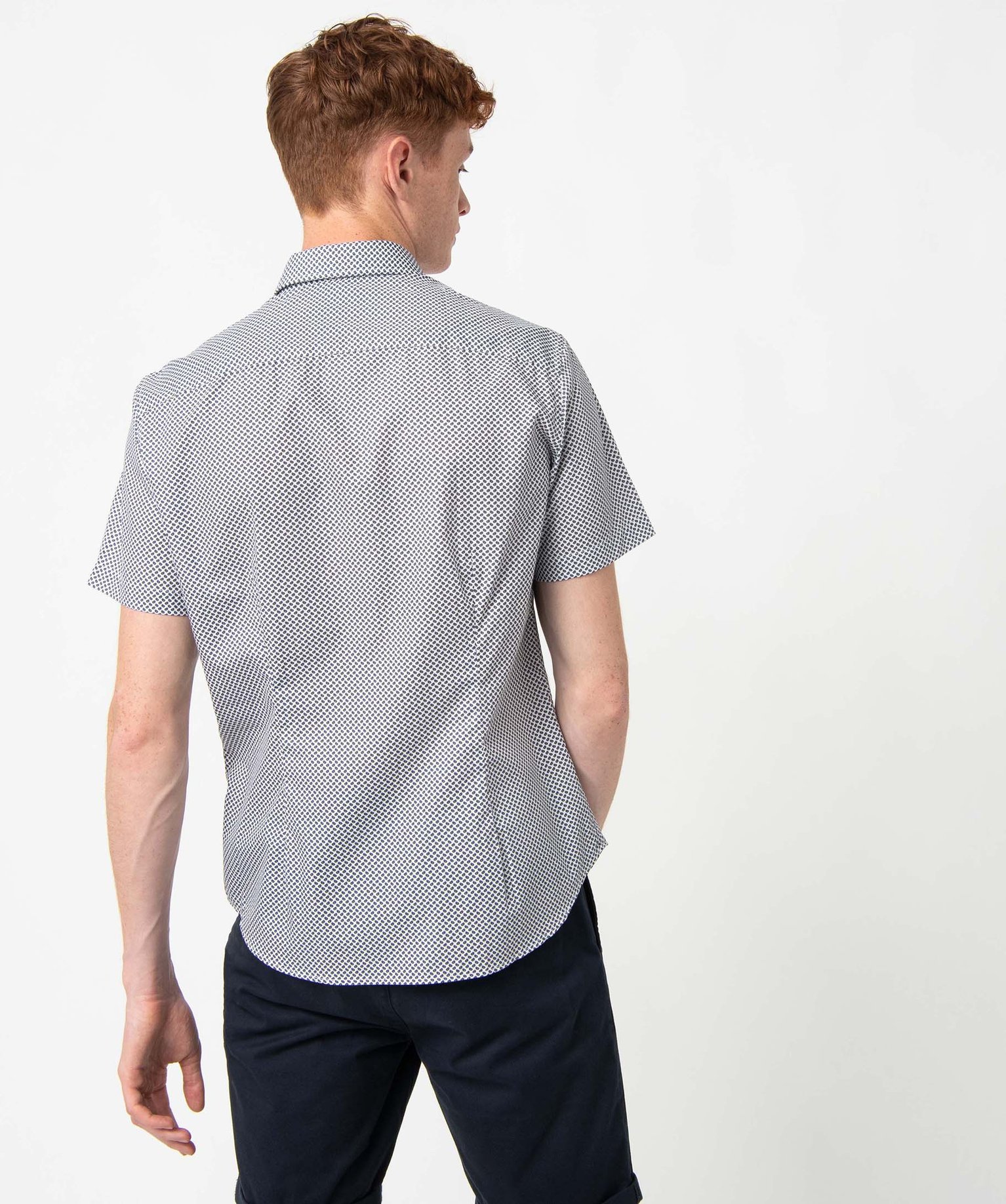 Chemise homme à manches courtes avec micro-motifs cachemire imprime | GEMO