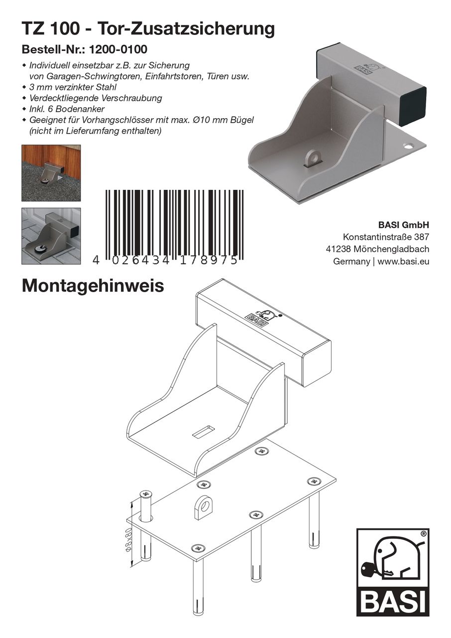 Basi Tor-Zusatzsicherung - TZ 100