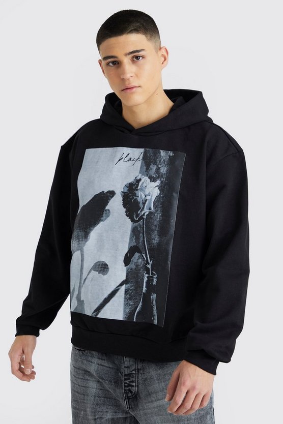 Kastiger Oversize Hoodie mit Print