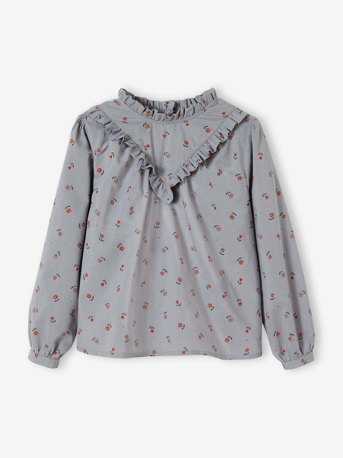 Blouse victorienne motifs fleurs fille rose imprimé