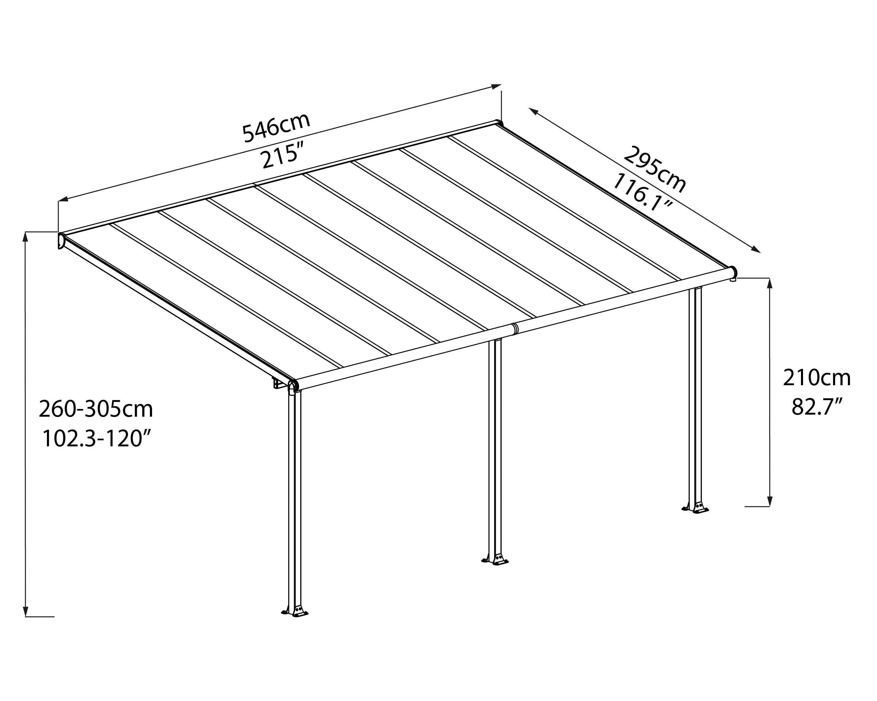 Palram - Canopia Terrassendach Olympia 3x5.4, BxT: 546x295 cm, Bedachung Doppelstegplatten, BxT: 546x295 cm