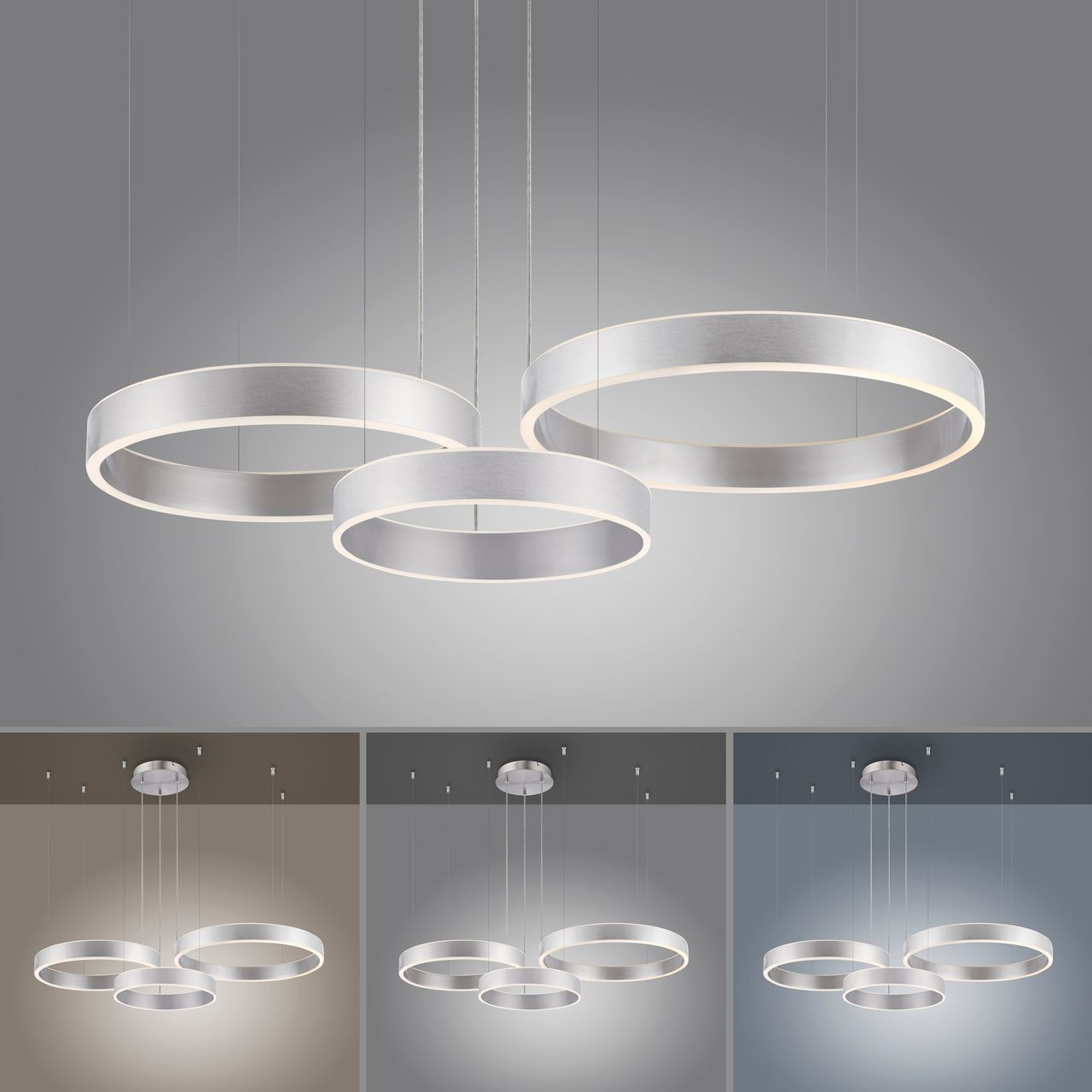 Paul Neuhaus LED Pendelleuchte SCULLI, CCT, dimmbar, separat schaltbar, Stahl