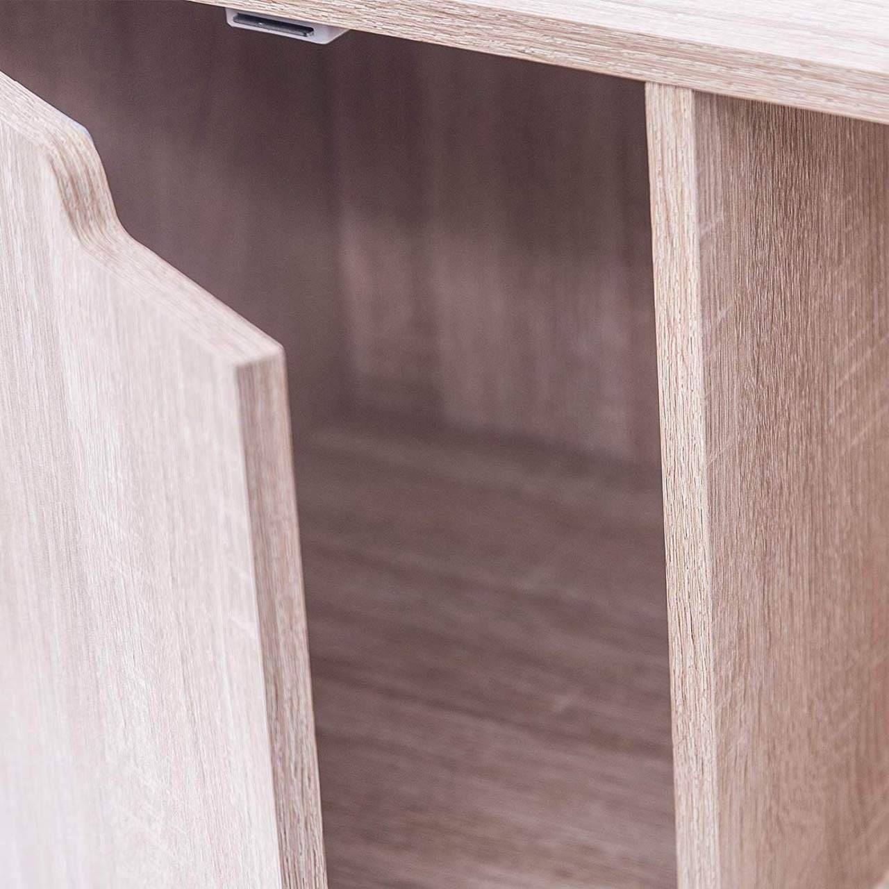 Woltu Bücherregal, 1-tlg., Standregal mit 3 Türen, MDF, 6 Fächer, 60x30x91cm
