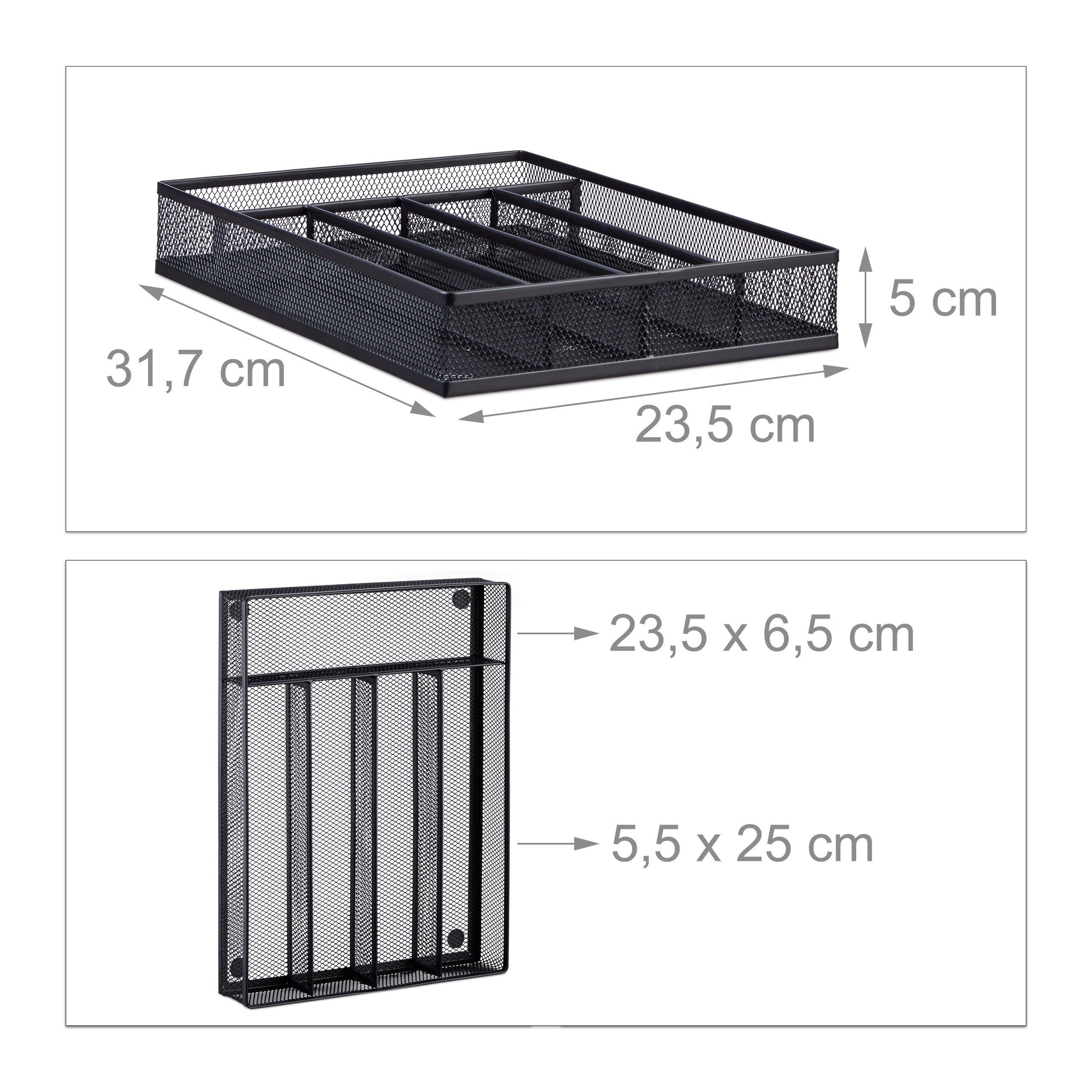 relaxdays Besteckkasten Besteckkasten Metallgeflecht M, Schwarz