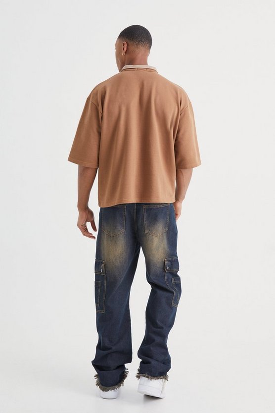 Kastiges Oversize Poloshirt mit Stickerei