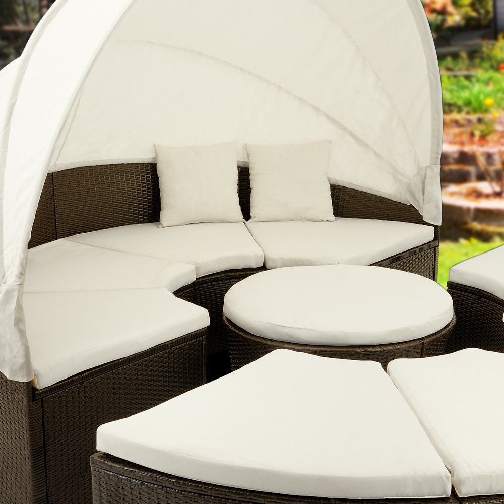 Casaria Sonneninsel Polyrattan mit Sonnendach 230 x 230 x 65cm braun/creme