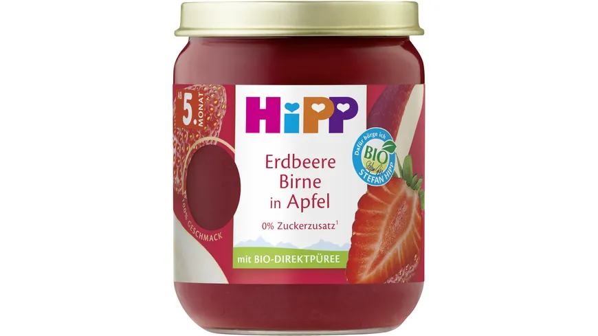 HiPP Bio Früchte Erdbeere Birne in Apfel 160 g