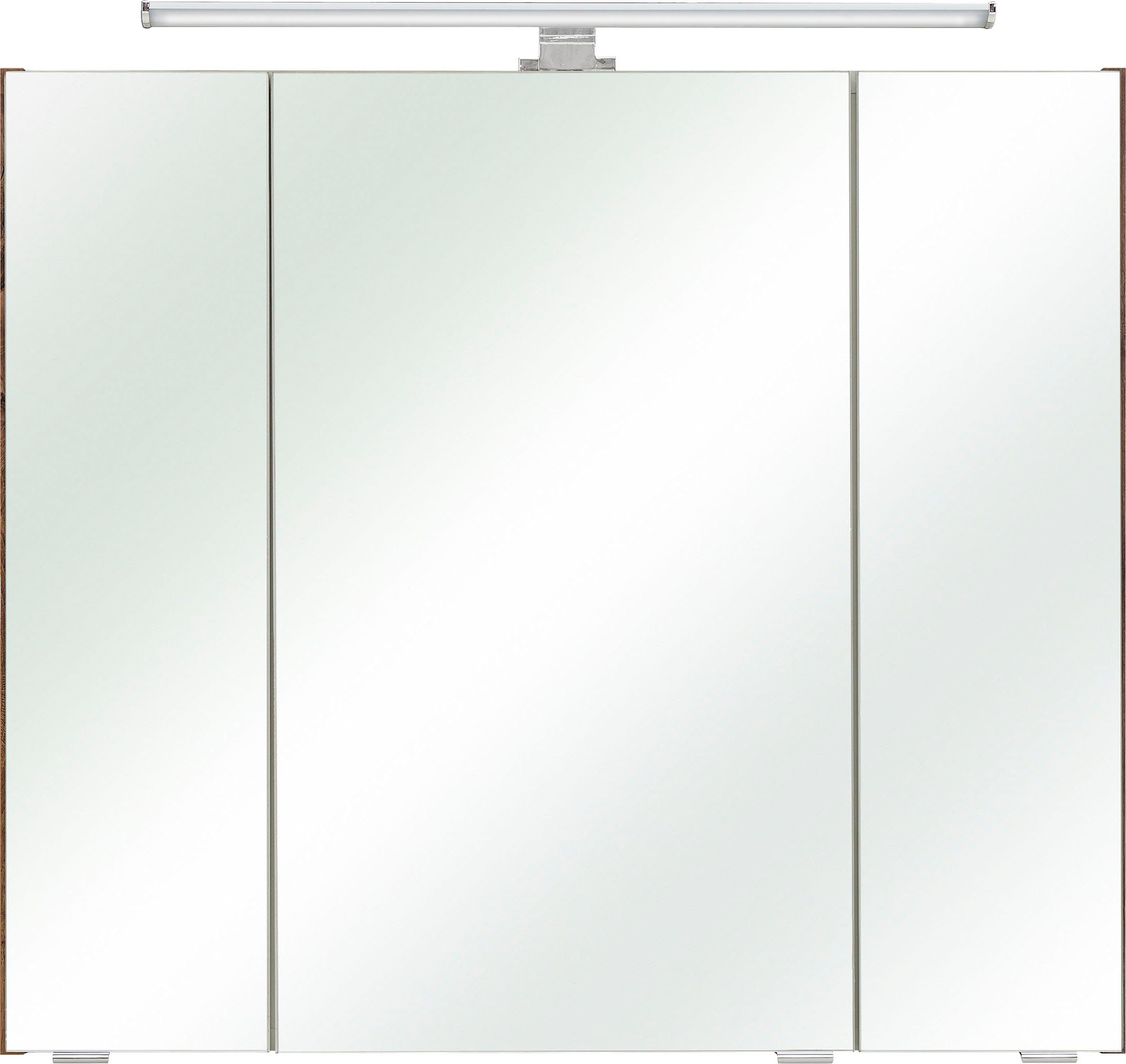 PELIPAL Spiegelschrank Quickset Breite 80 cm, 3-türig, LED-Beleuchtung, Schalter-/Steckdosenbox